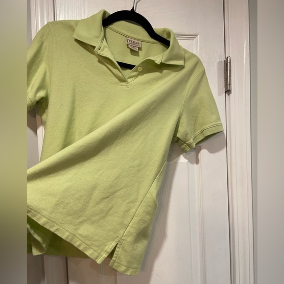 L.L. Bean Women’s Size Small Lime Green Cotton Short Sleeve Polo Shirt Collared - Picture 2 of 9